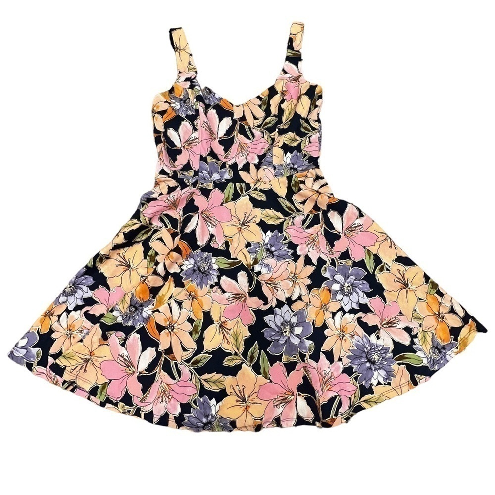 Trixxi Navy Blue and Floral Mini Dress, Size Medium